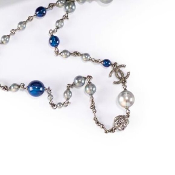 🌟HP💫 Chanel Necklace Blue & Grey, in Chanel Box - Picture 3 of 3